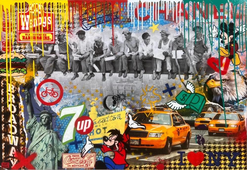 Hue Folk - 'New York Heights' - Framed Original Art