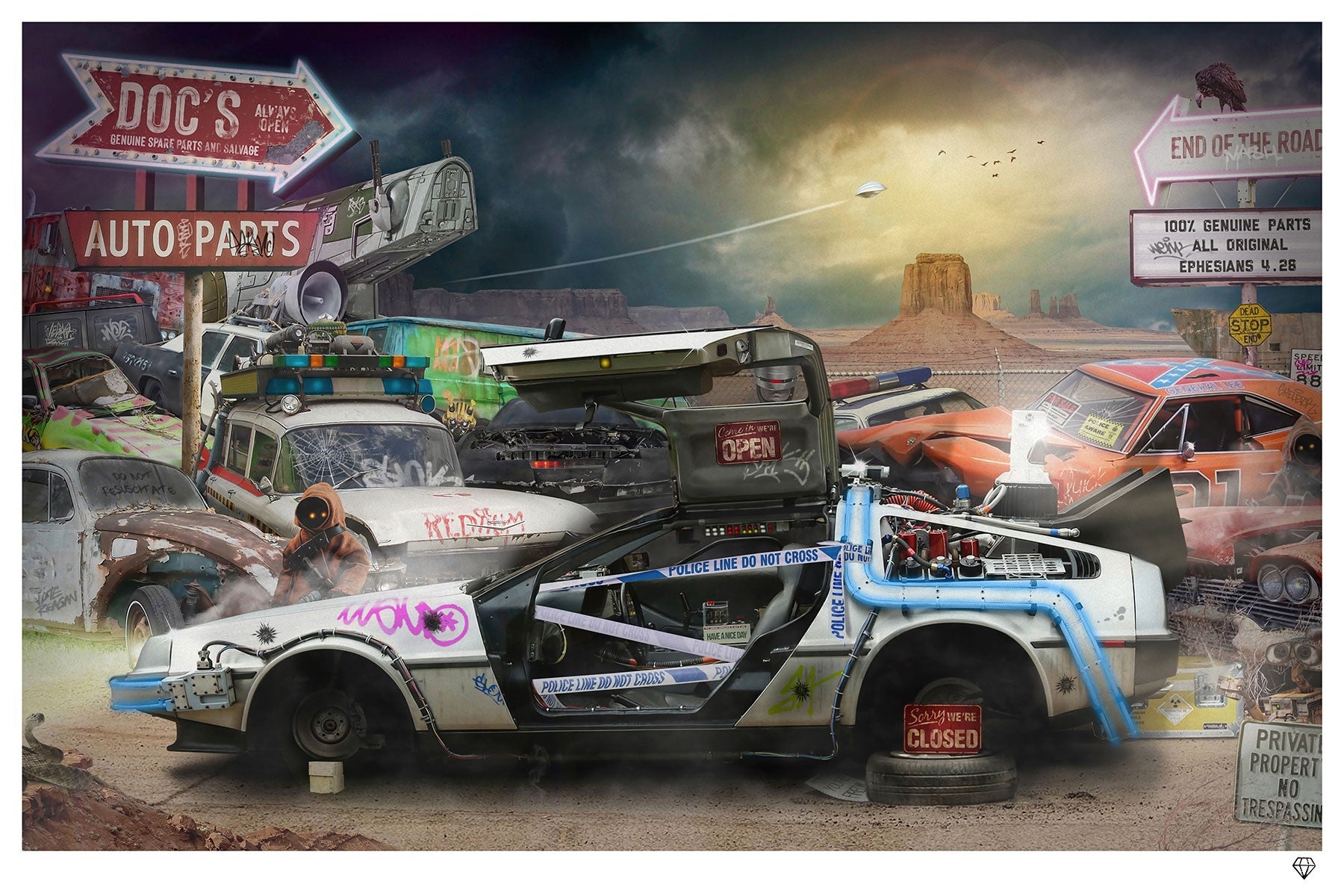 JJ Adams - 'Doc's Auto Parts' - Framed Original