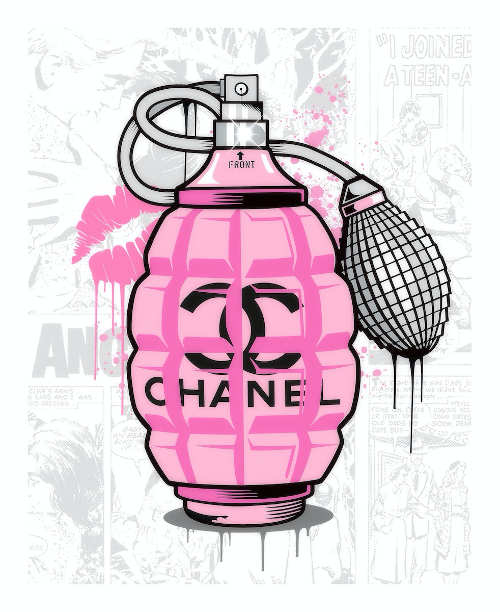 JJ Adams - 'Designer Grenades (Chanel Perfume)'  - Framed Original