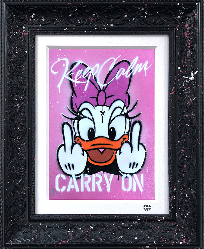 JJ Adams - 'Keep Calm Daisy (Pink)' - Framed Original