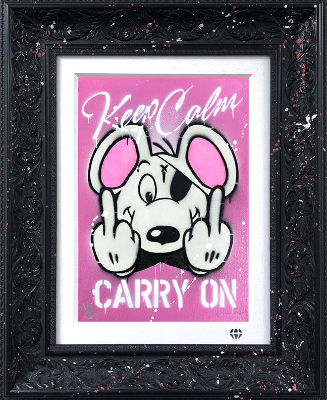 JJ Adams - 'Keep Calm Danger Mouse (Pink)' - Framed Original