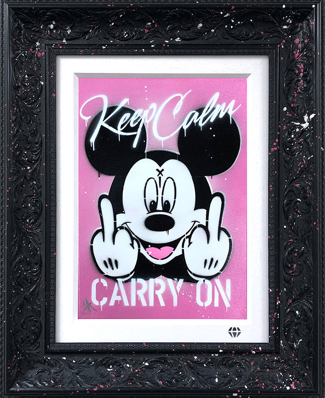 JJ Adams - 'Keep Calm Mickey (Pink)' - Framed Original