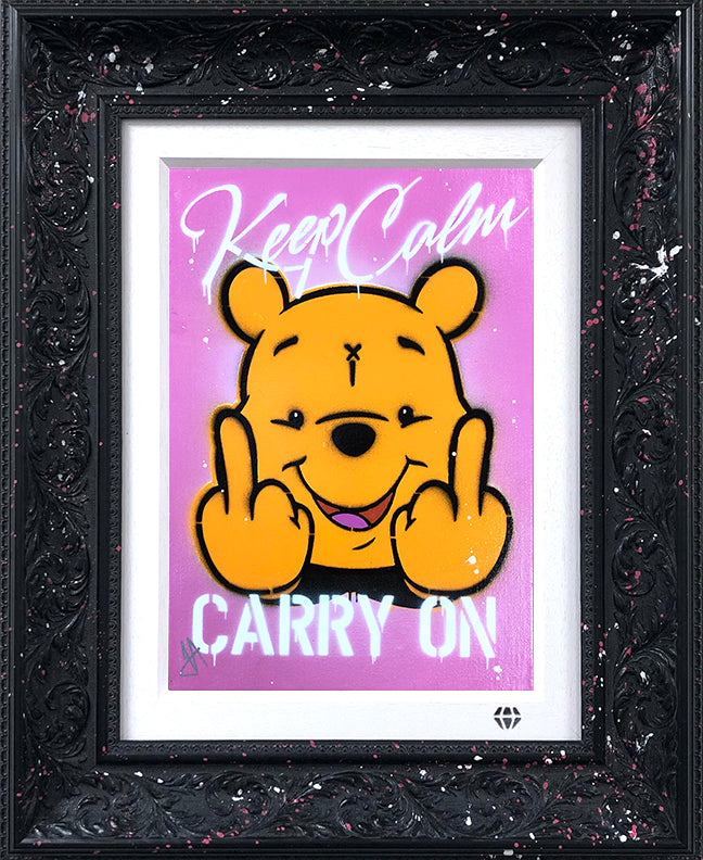 JJ Adams - 'Keep Calm Pooh (Pink)' - Framed Original
