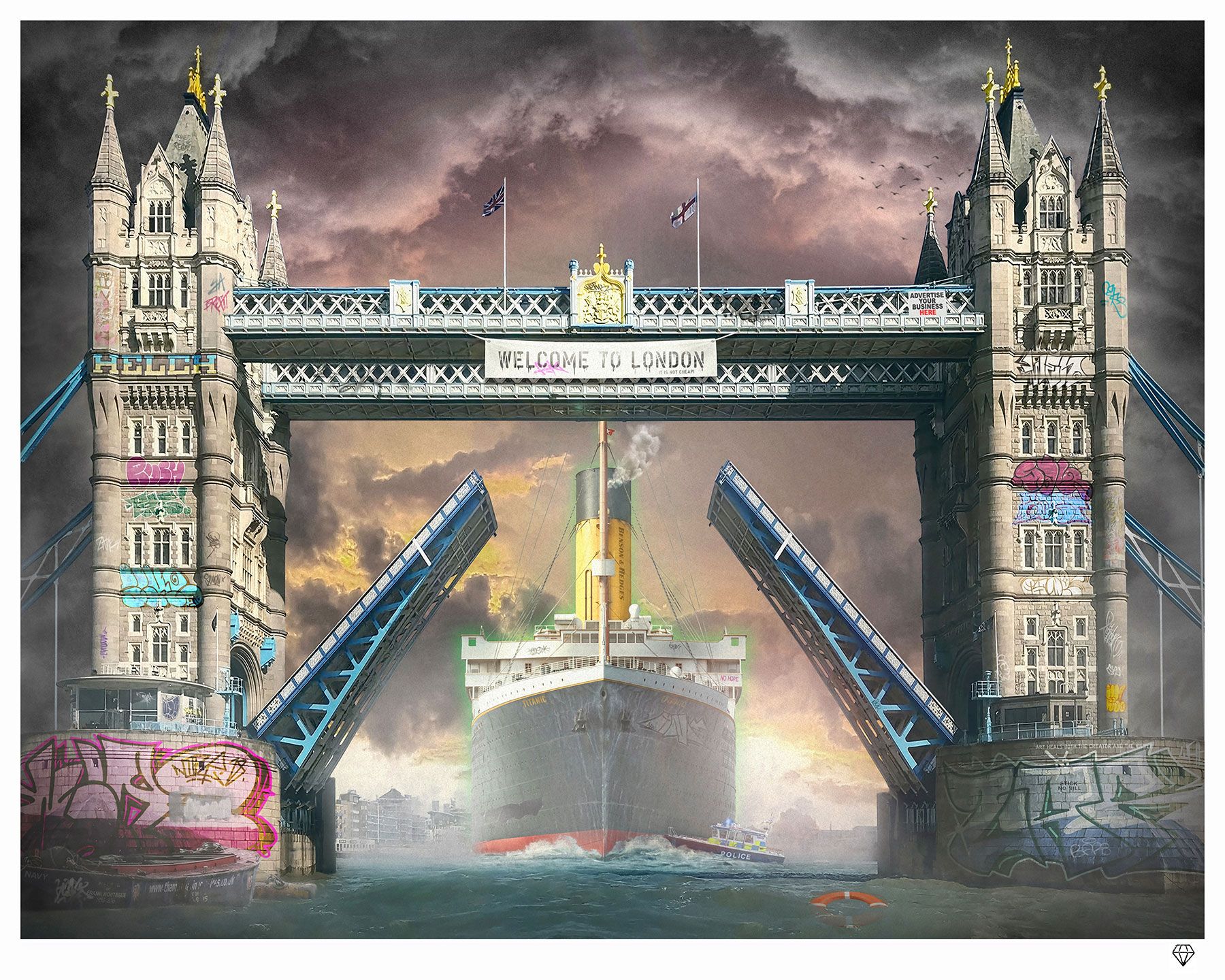 JJ Adams - 'Titanic Return' (London Tower Bridge) - Framed Original