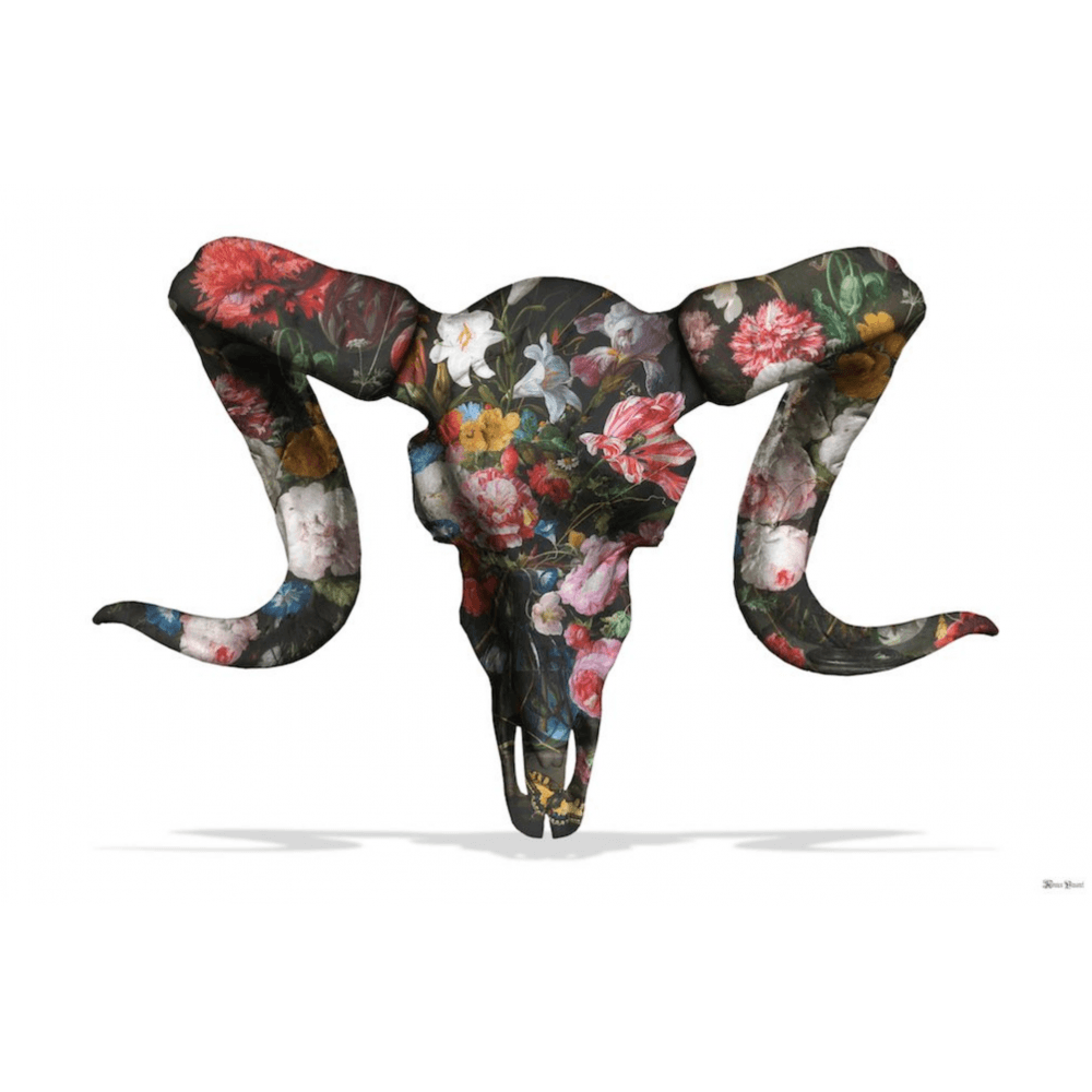Monica Vincent - 'Floral Ram Skull' - Framed Limited Edition Print