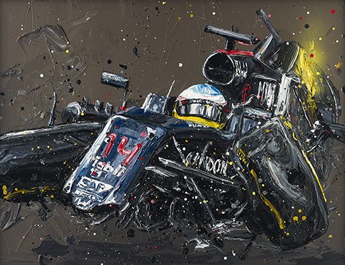Paul Oz - 'Alonso Crash' - Framed Limited Edition