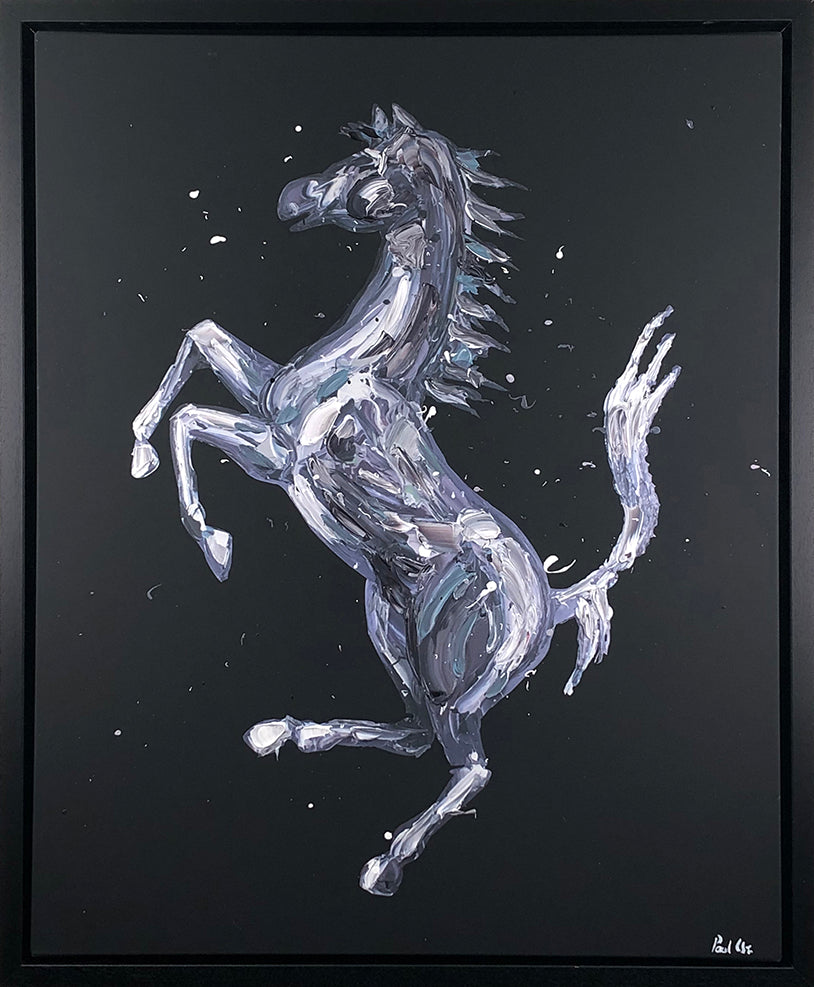 Paul Oz - 'Rampante Cavallo Canvas' (Black) - Framed Limited Edition