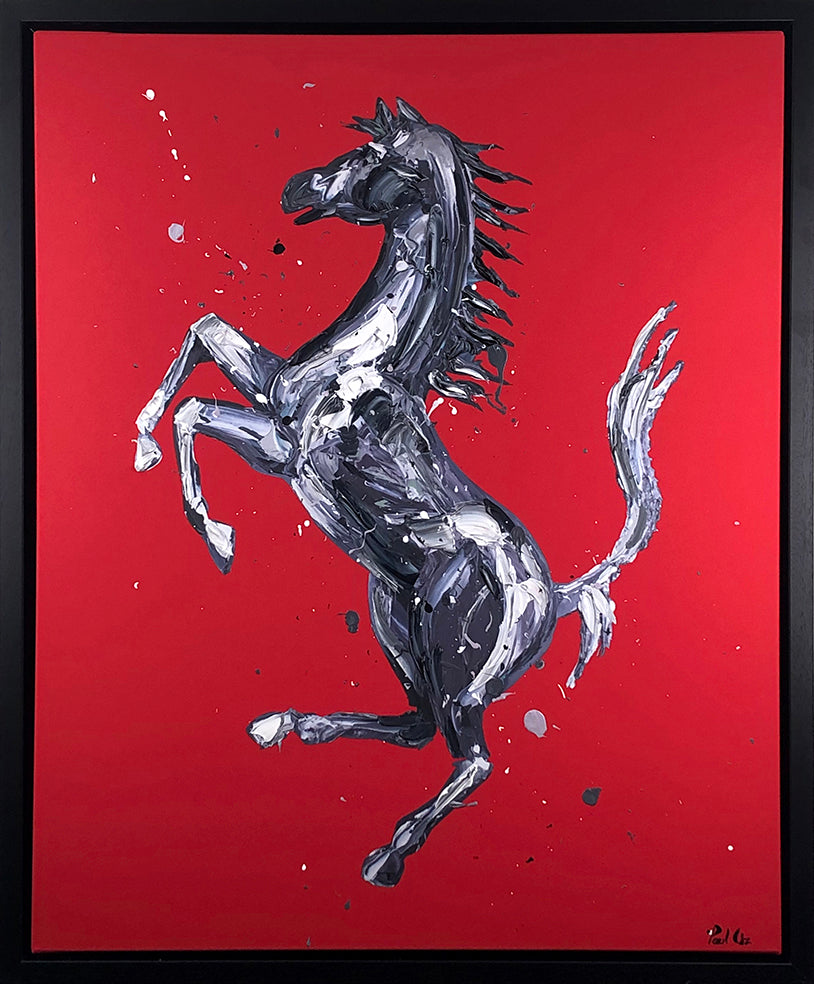 Paul Oz - 'Rampante Cavallo Canvas' (Red) - Framed Limited Edition