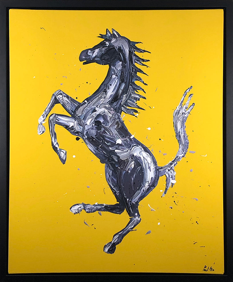 Paul Oz - 'Rampante Cavallo Canvas' (Yellow) - Framed Limited Edition