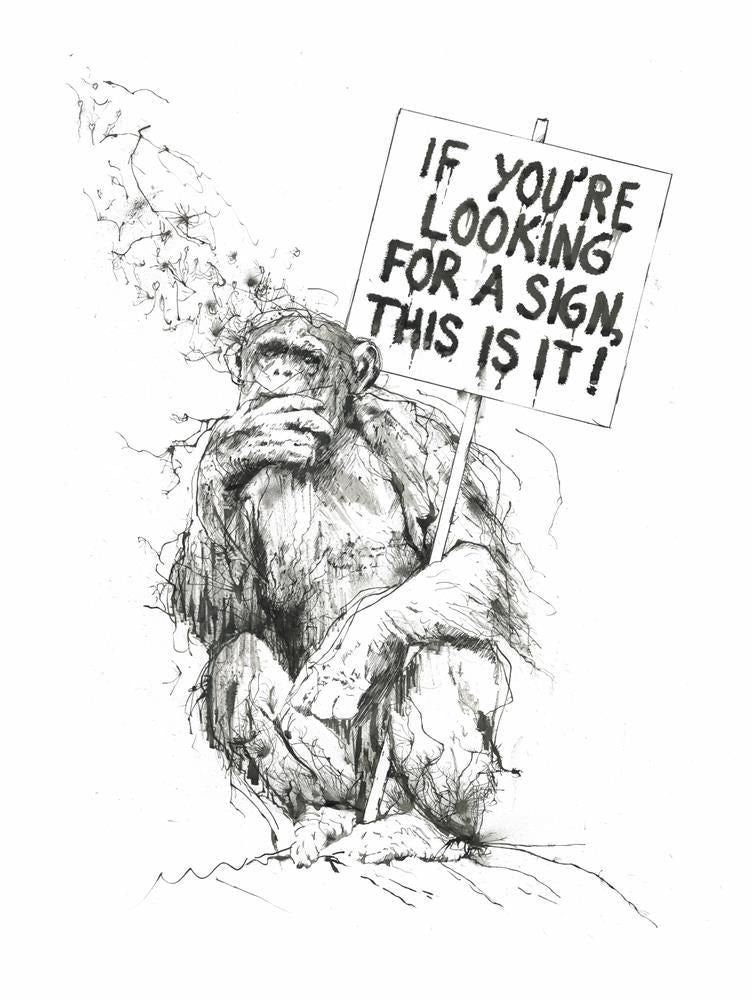 Scott Tetlow - 'If You're Looking For A Sign' - Framed Original Mixed Media Artwork