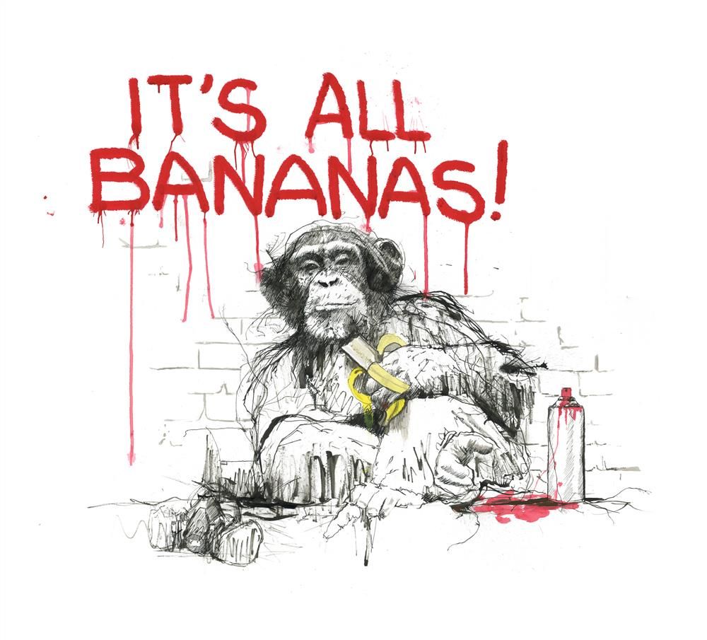 Scott Tetlow - 'It's All Bananas!' - Framed Original Mixed Media Artwork
